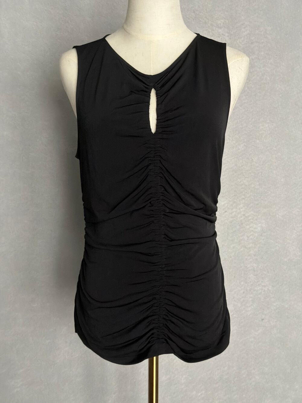 BOSS Orange Ruched Sleeveless Top Keyhole Front Black Women's XXL NEW